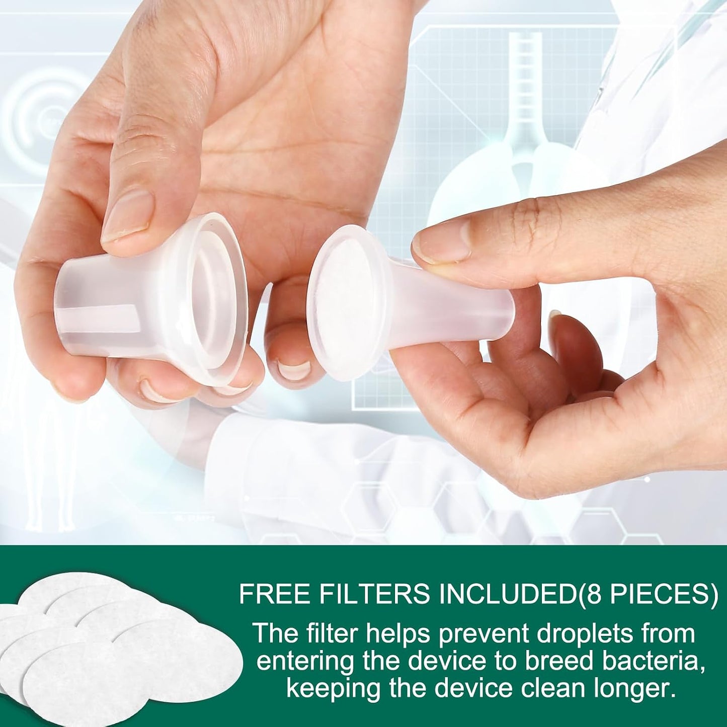 Giyosk Breathing Exercise Device for Lungs, Lung Expansion and Mucus Relief Device, Portable Expiratory Breathing Exerciser with A Set of Accessories, Breathing Trainer for Lung Cleanse(Green)