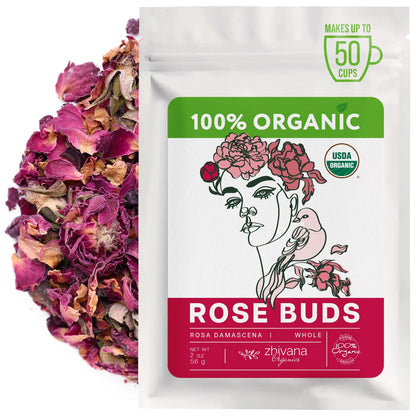 Organic Rose Petals (2oz.) - Rose Tea Organic Loose - Food Grade Rose Buds