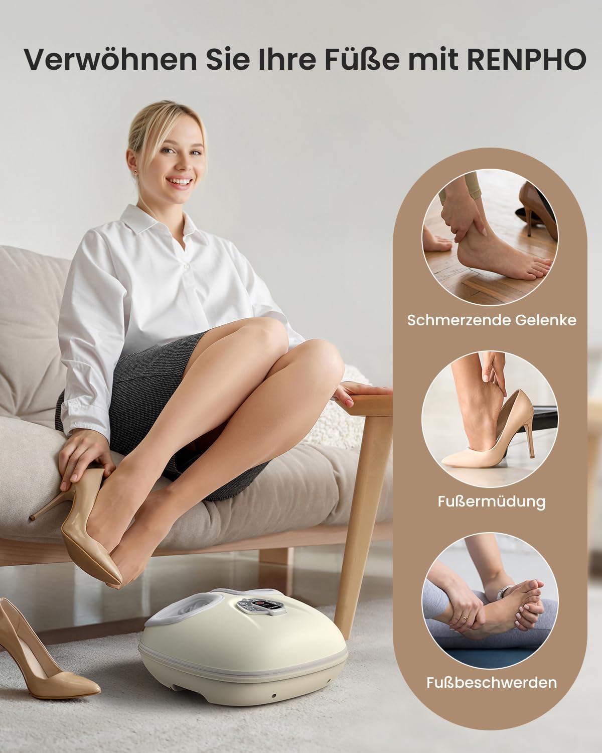 RENPHO Foot Massager Machine with Heat [2026 Upgraded], Birthday Gifts for Women Men Mom Dad, Shiatsu Foot Massager for Plantar Fasciitis, Cordless Control, Self Care Relaxation Gifts, Pink