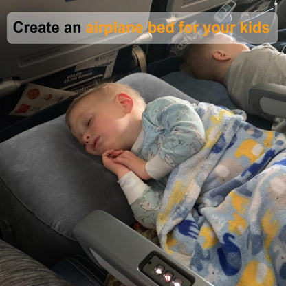Inflatable Travel Foot Rest Pillow, Kids Airplane Bed, Adjustable Height Leg Pillow for Air Travel, Make a Flat Bed for Kids and Toddlers, Great for Airplane, Train, car（Grey, 1 Pack）