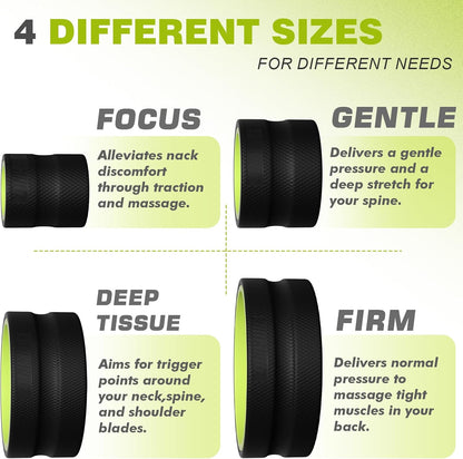 Back Roller Wheel - 5 Pack Yoga Foam Roller for Physical Therapy & Back Stretcher, Deep Tissue Massage for Pain Relief & Stretching | Green.