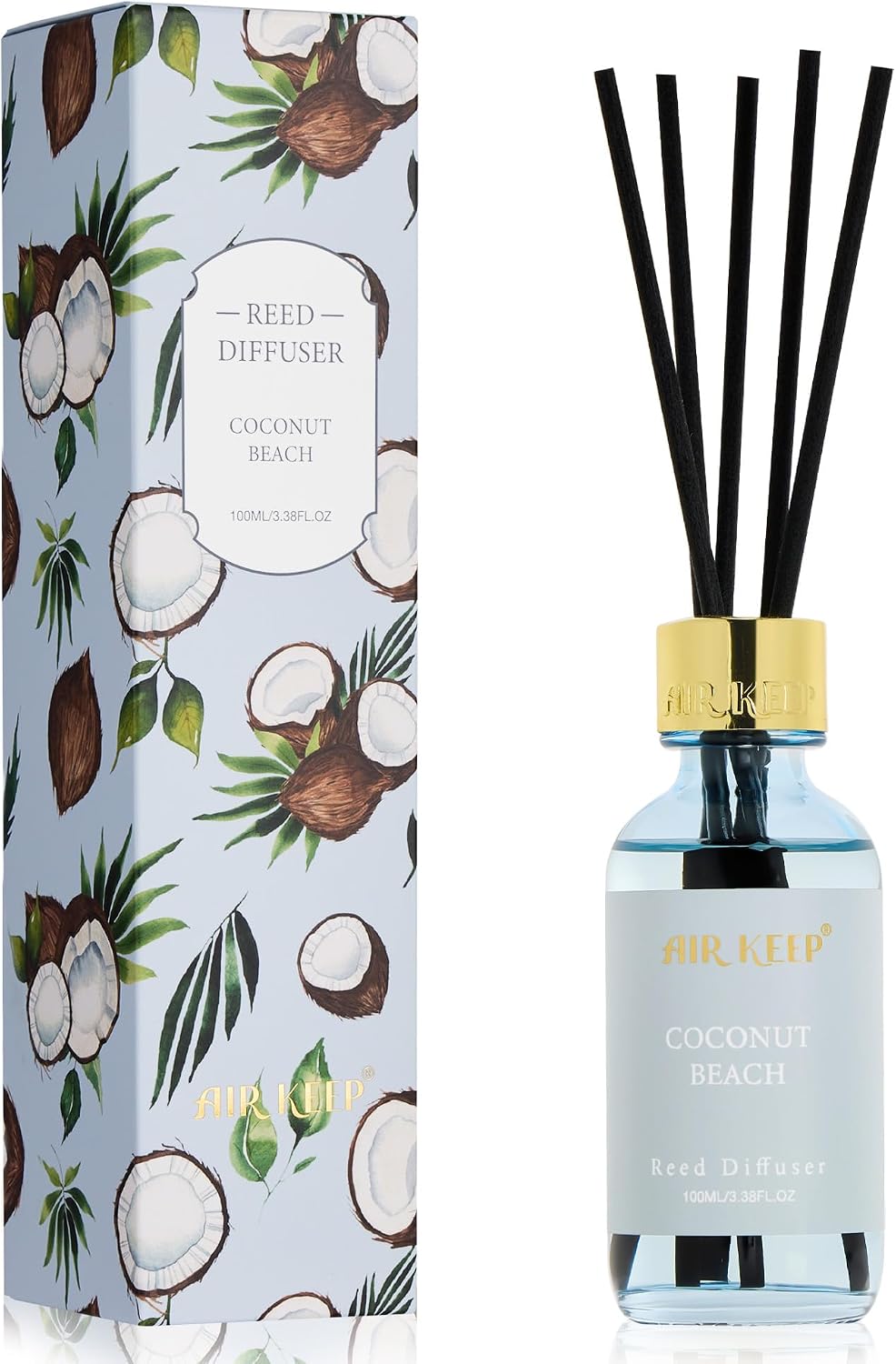 Airkeep Reed Diffuser Oil Set with Reed Sticks,Citrus Aromatherapy Oil Scent Diffuser for Home Office Bathroom Decoration Perfume and Gifts 3.38oz/100ml