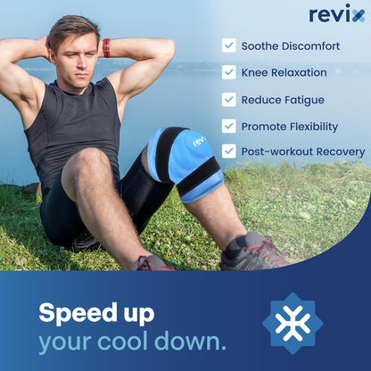 REVIX 19" Extra Large Knee Ice Pack Wrap Around Entire Knee, Reusable Gel Cold Pack for Discomfort and Post-Workout Fatigue, Cold Compress, Enhance Comfort and Recovery