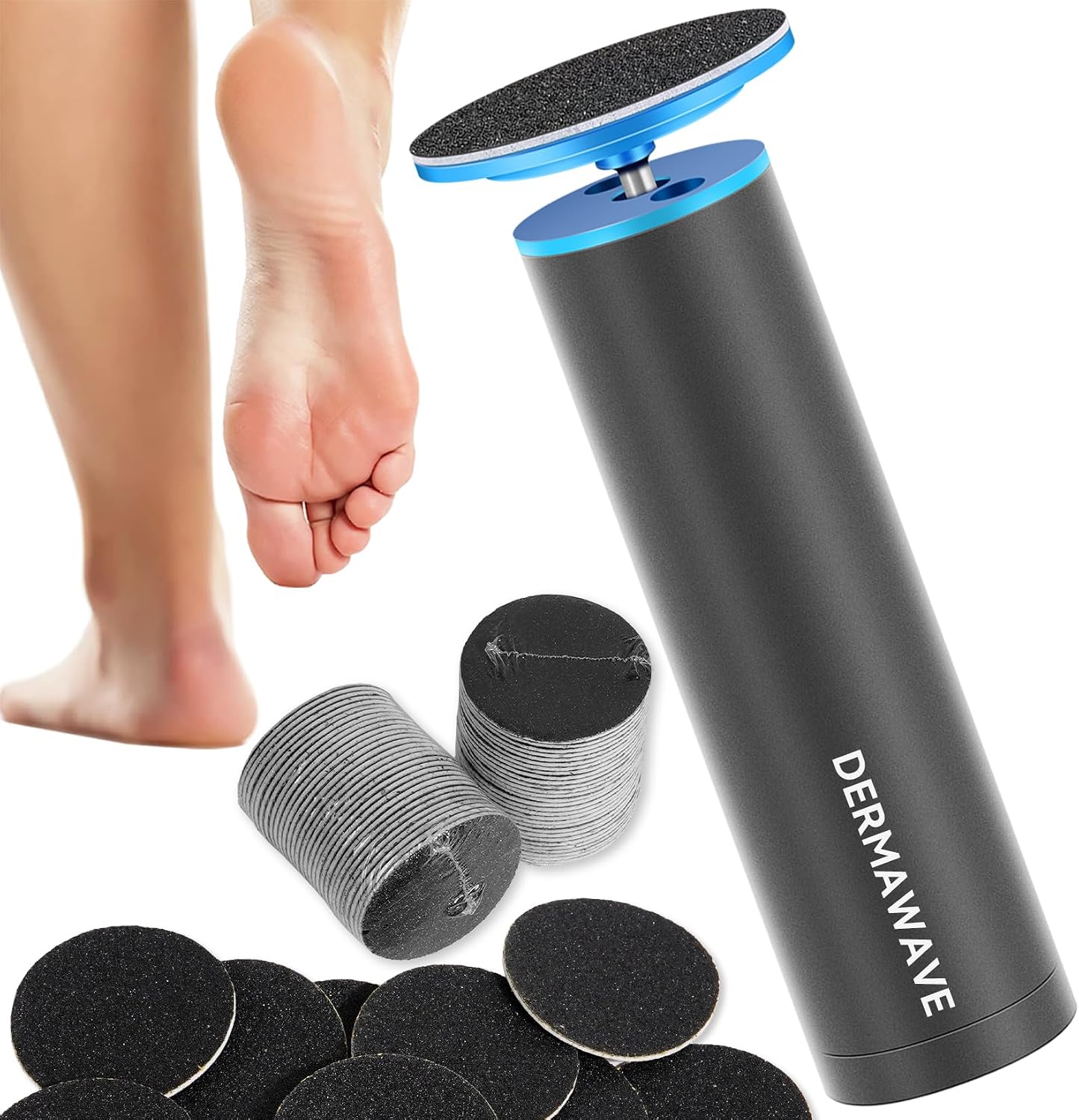 DERMAWAVE FSA&HSA Electric Callus Remover for Feet with 60 Sandpaper Discs, Adjustable Speed Professional Foot File Electric Heel Grinder Sander Pedicure Tool for Dead Skin