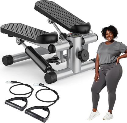 OLIXIS Steppers for Exercise At Home Workout Equipment, Mini Stepper Exercise Machine for Senior Citizens, Twist Stepper with Resistance Bands, Cardio Weight Loss Equipment Home Fitness