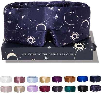 DROWSY Silk Sleep Mask - Face-Hugging, Padded Cocoon for Luxury Sleep in Total Darkness - 100% Pure Mulberry Silk (Black Jade)