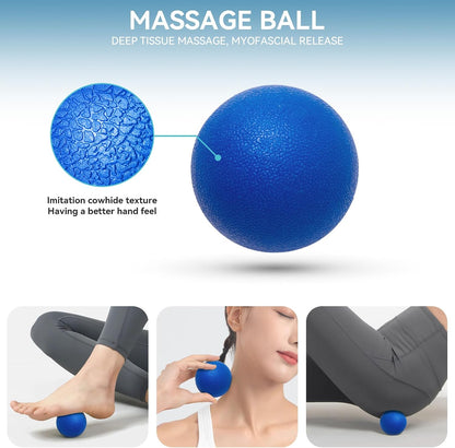Krightlink 5 in 1 Foam Roller Set for Deep Tissue Muscle Massage, Trigger Point Fitness Exercise Foam Roller, Massage Roller, Massage Ball, Stretching Strap, for Whole Body (Orange Black)