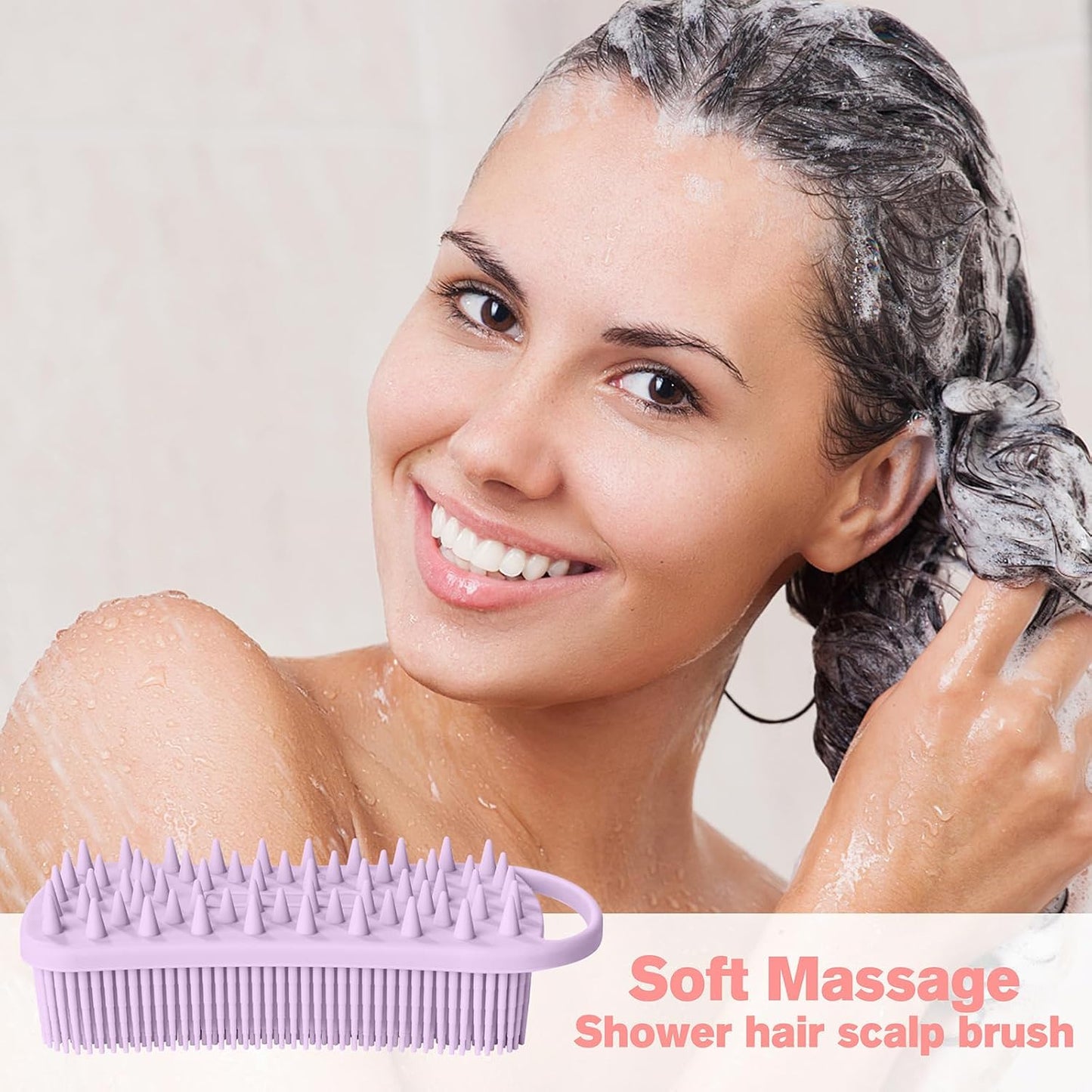 2PCS Silicone Body Scrubber, Loofah for Women, Gentle Exfoliating Shower Cleaner Bath Brush, Rubber Body Wash Deep Cleaning & Exfoliator & Massage, Travel-Friendly for Bathroom