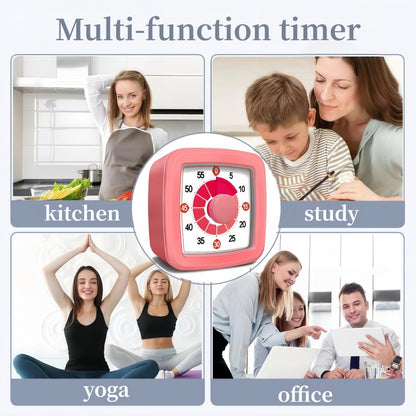 Visual Timer for Kids, 60-Minute Countdown Timer for Classroom Office Kitchen, Pomodoro Timer with Silent Operation，Time Management Tools with Colorful Pattern(White)