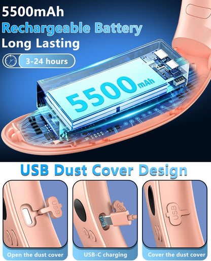 Portable Fan Clip on Pants-Personal Little Light Weight Waist Fan Coolclip Belt Hip Pocket Hard Hat,Wireless Wear Charging Battery Powered Quiet Undershirt Waist Band Coolclip Fans Adult Kid White