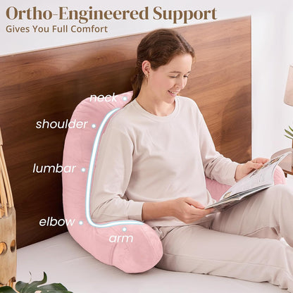 Sasttie Reading Pillows for Sitting in Bed Adult, Back Pillow Bed Sitting Up, Back-Rest Support Cushion for Sit Up on Couch, Sofa, and Floor, Dorm Essentials, Oeko-Tex Certified, Dark Grey