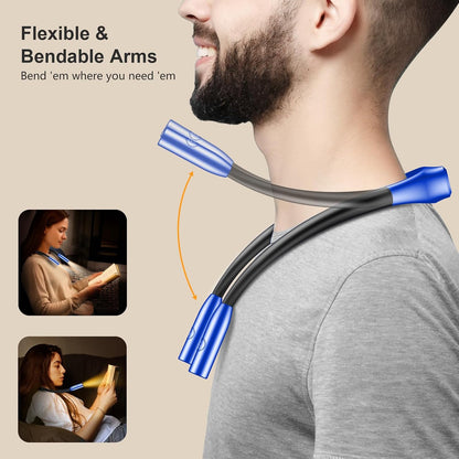 Gritin Book Light,Eye Caring 3 Colors & Stepless Dimming Neck Reading Light