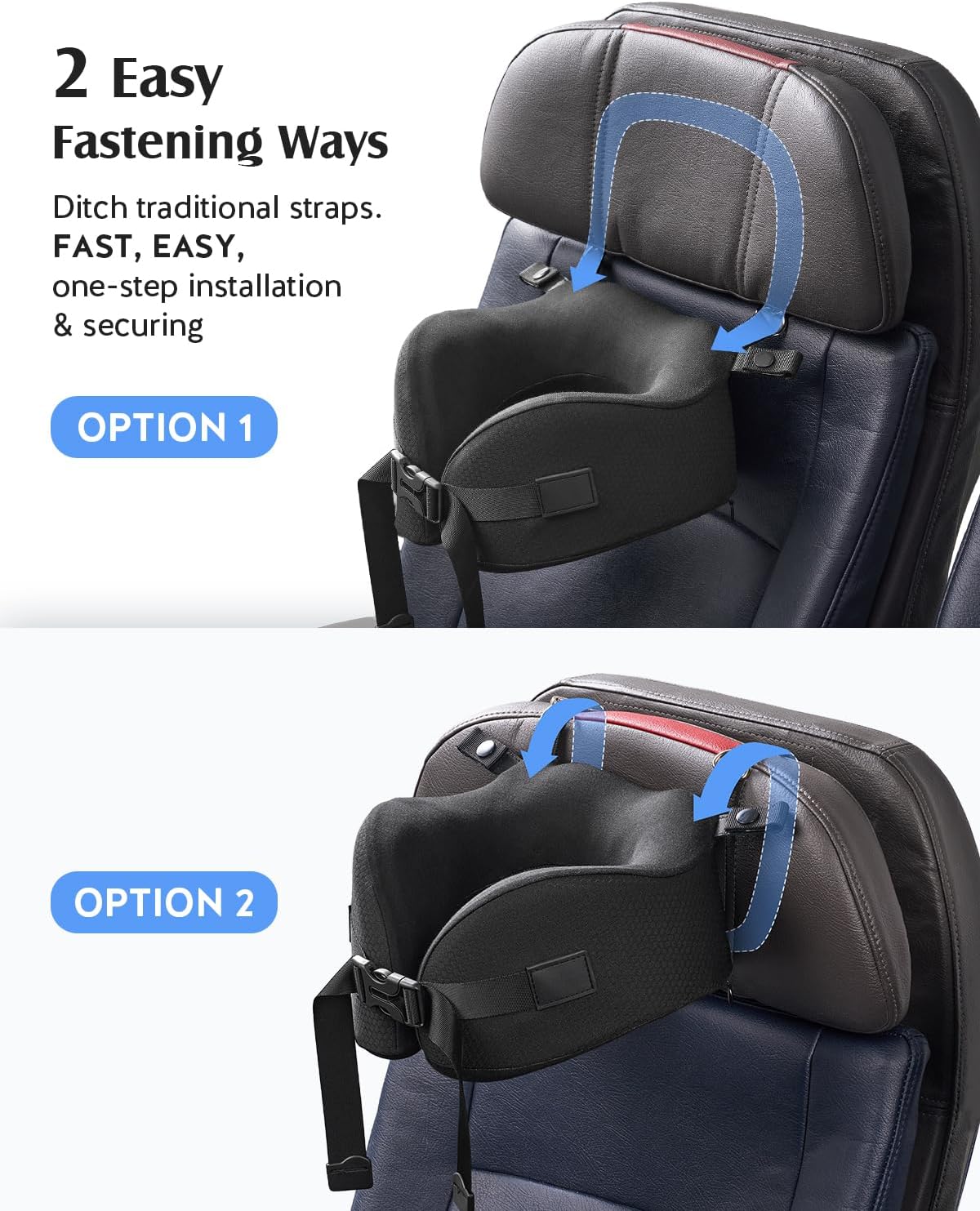 YFONG Travel Pillow for Long Flights, Patented 360° Ergonomic Sleeper Hold Head Support System with Memory Foam Neck Pillow & 3D Sleep Mask, Prevent Head Bobbing for Airplane & Road Trip, Pink