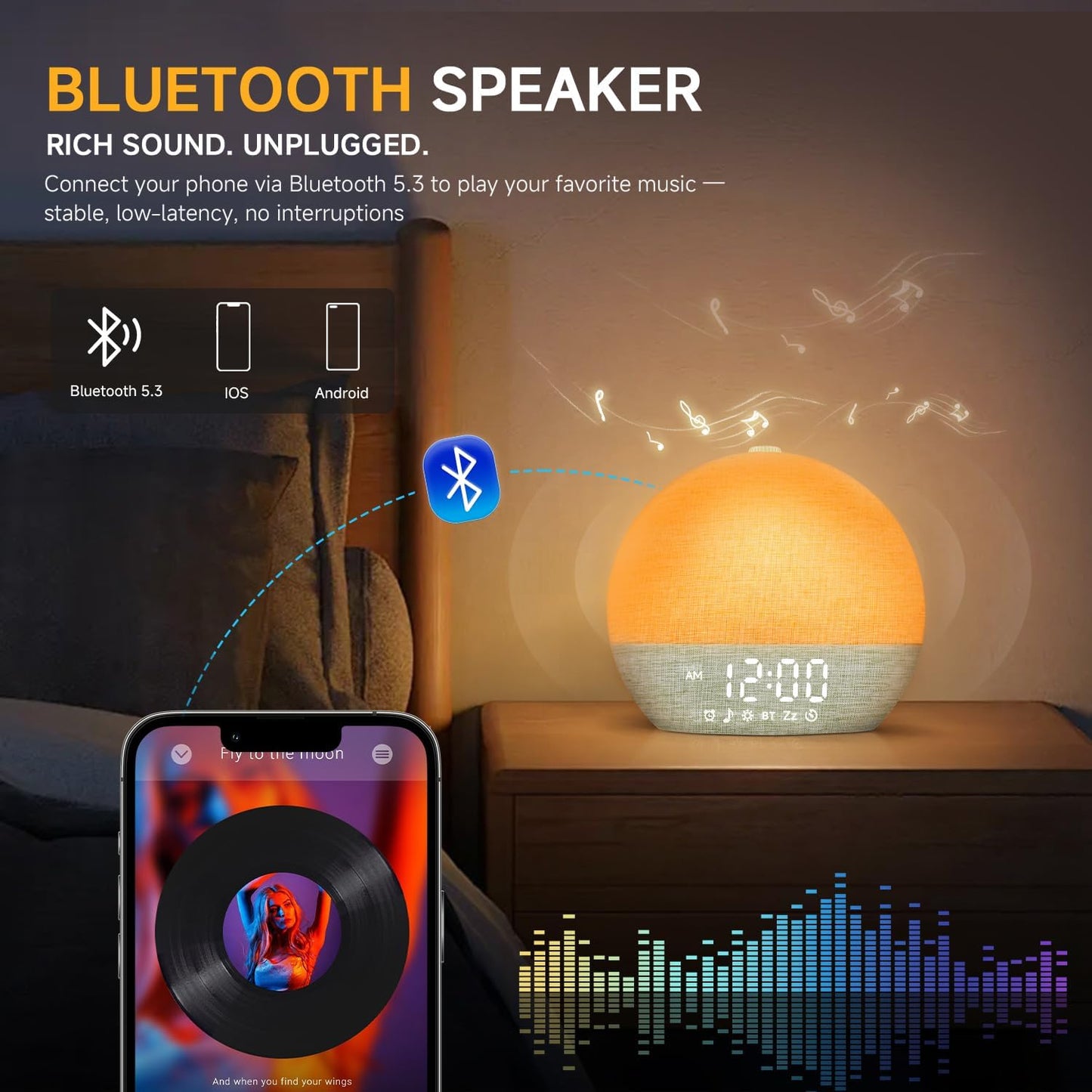 Geuuap Sunrise Alarm Clock White Noise Machine with Bluetooth Speaker,Khaki