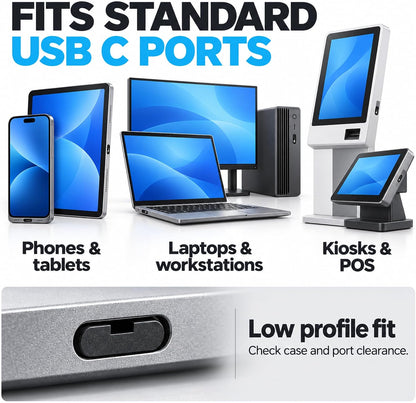USB C Port Blockers, Control USB C Port Access, 2 Metal Keys, Black