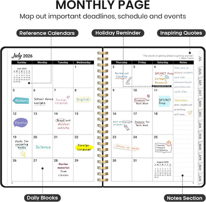 Planner 2026-2027 for Women & Men, Academic Monthly and Weekly Calendar Planner, Jul 2026 - Jun 2027, A5 (6.3" x 8.5"), Teacher Student Planning Book with Tabs, Ideal for Office School Supplies - Pink