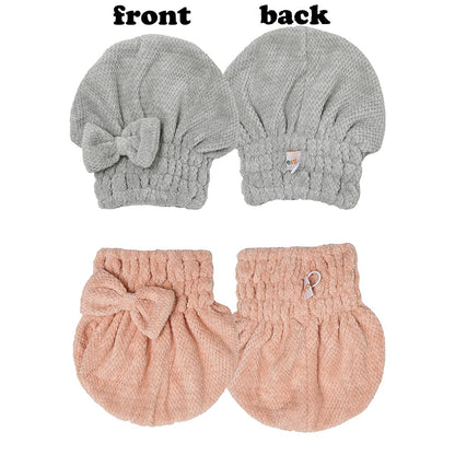 M-bestl 2 Pack Microfiber Hair Towel Wrap,Hair Drying Towel with Button,Quick Dry Hair Towel Turban for Women,Absorbent Anti-frizz Head Towel for Long Thick Curly Hair(Pink&Beige)
