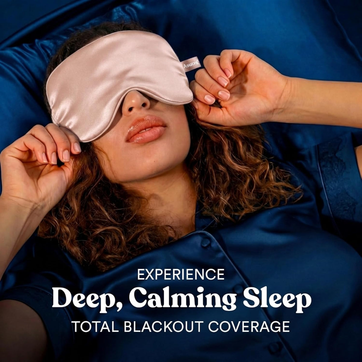 ASUTRA Silk Eye Pillow for Sleep, Black - Filled w/Lavender Buds (One Size)