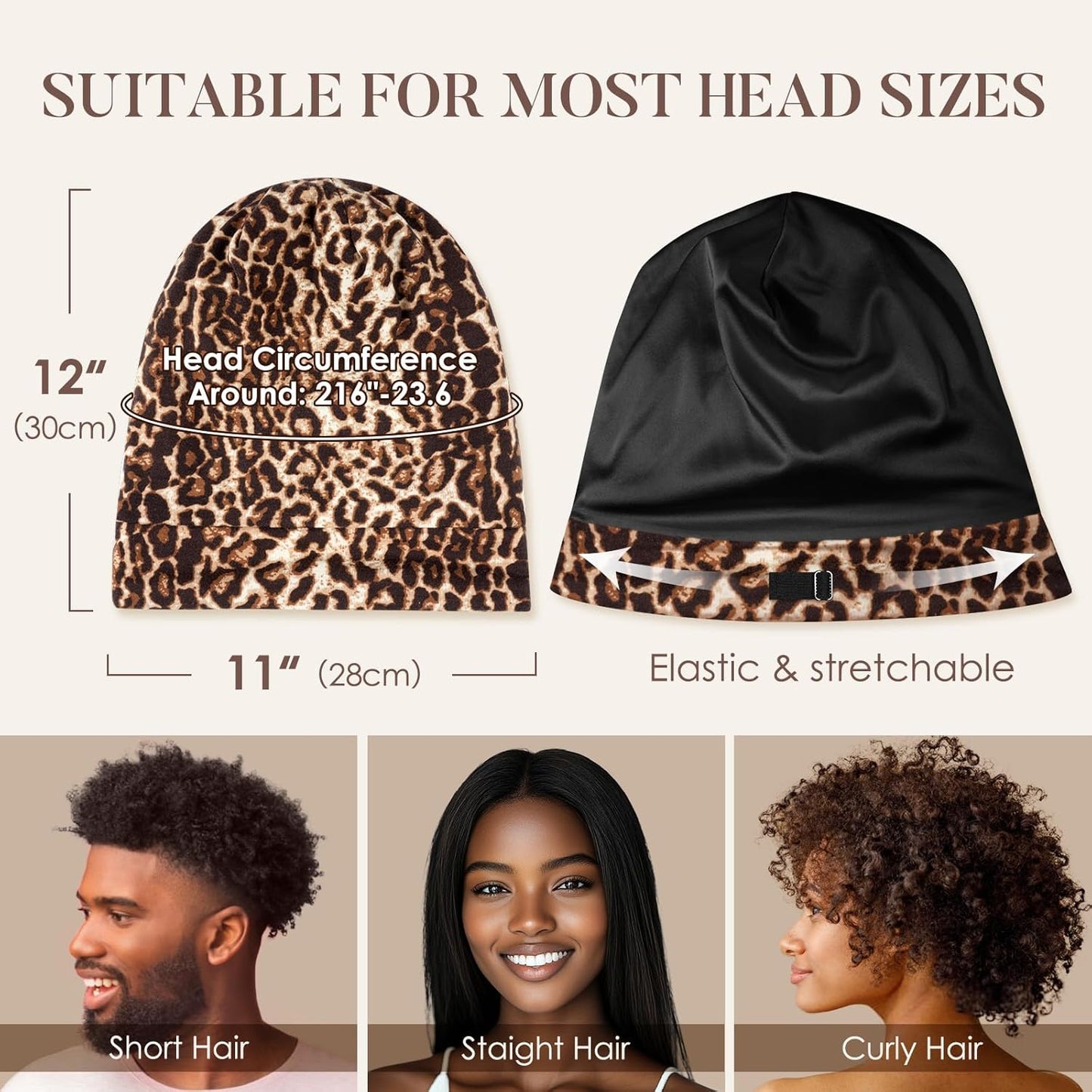 LULUSILK 100% Mulberry Silk Bonnet for Sleeping Women and Men, No More Frizzy Tangled Hair, Real Silk Sleep Cap for Curly Hair, Black, Pack of 1
