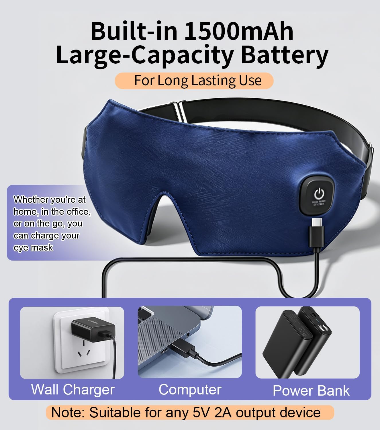 Cordless Heated Eye Mask for Dry Eyes with Warm Compress, Rechargeable Electric with 4 Heat Settings, Eye Compress for Stye, Chalazion & Blepharitis Treatment, Blackout Sleep Mask, Auto-Off, Washable