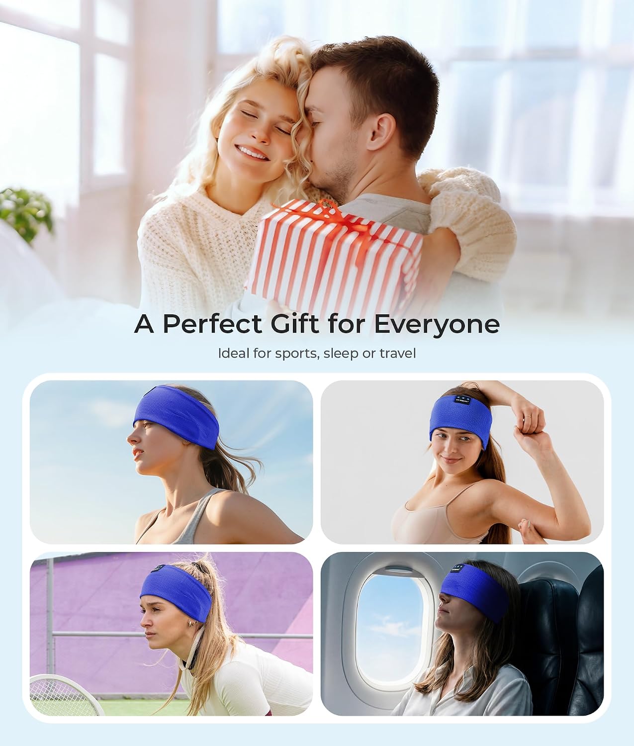 ink-topoint Sleep Headphones Bluetooth 5.4 Headband, 2 in 1 Sleep Mask with Bluetooth Headphones, Wireless Headband Earphones with Ultra-Thin HD Stereo Speaker, Music Headband for Workout Running Yoga