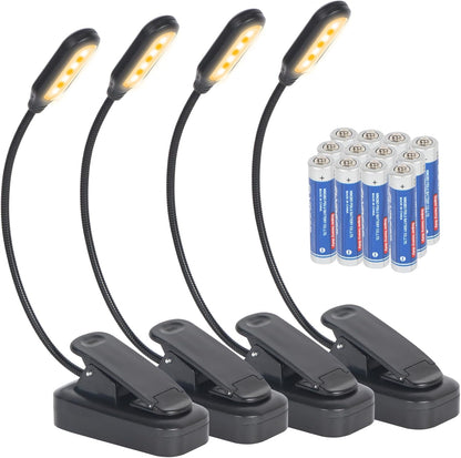 4 Pack Reading Light with 3 Color Temperature, 6 LED Book Clip Lamp for Reading in Bed, Easily Clip on to a Small Mini Lightweight Book Lights for Read Book Lovers