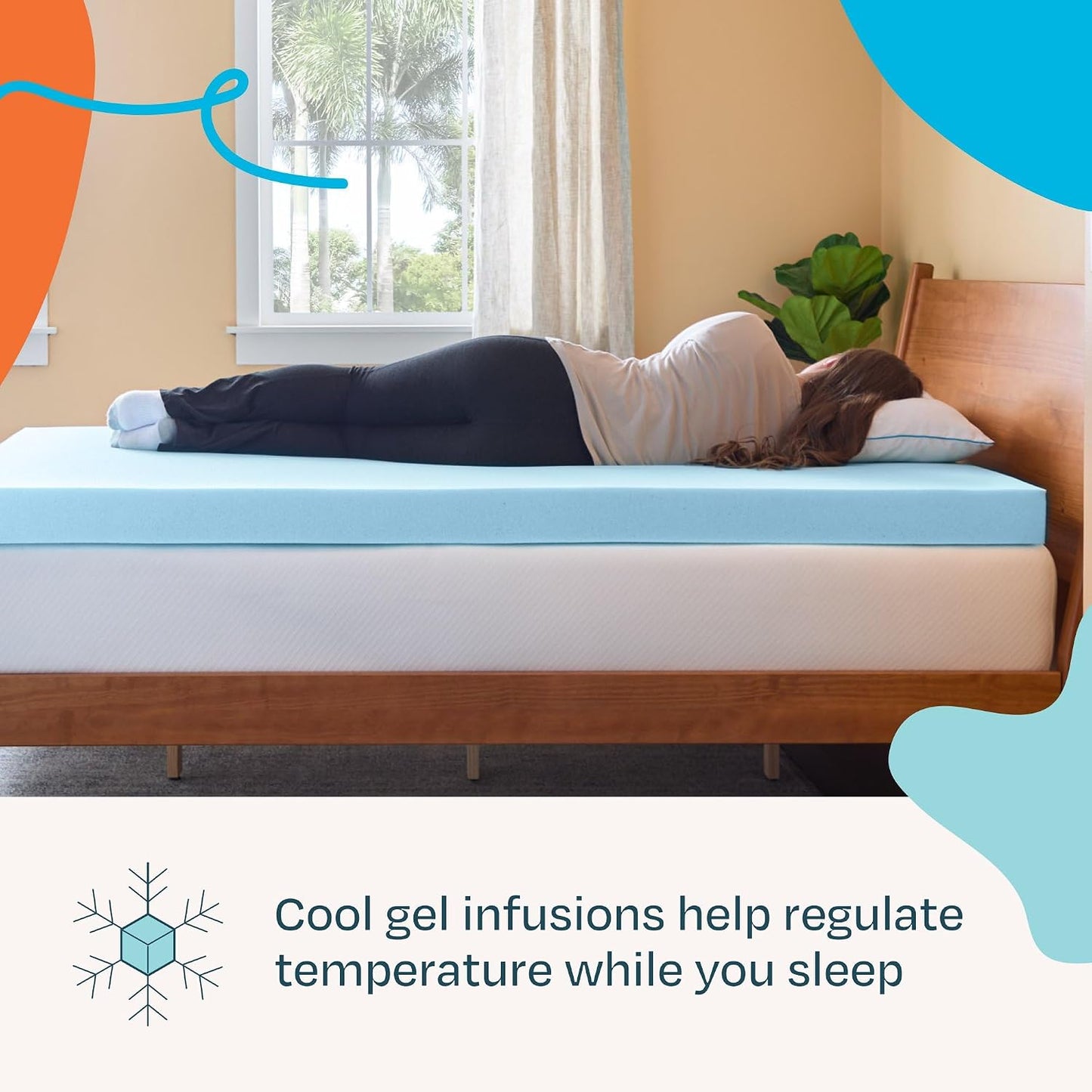 Linenspa Memory Foam Mattress Topper, Queen Size - 2 Inch Gel Infused Memory Foam - Plush Feel - Cooling and Pressure Relieving - CertiPUR Certified