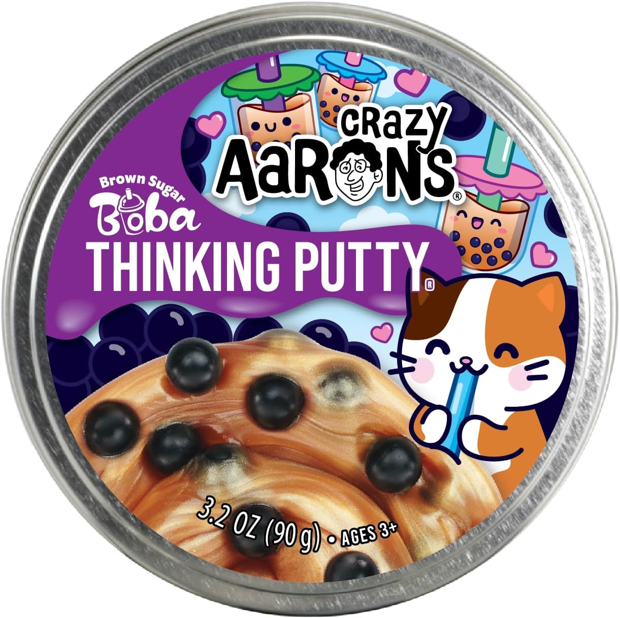 Crazy Aaron's Thinking Putty® - Brown Sugar Boba - Sensory Putty for Kids and Grown ups in a 4" Tin - Creative and Endless Fun, Stress Relief Therapy Toys, Never Dries Out - Made in USA