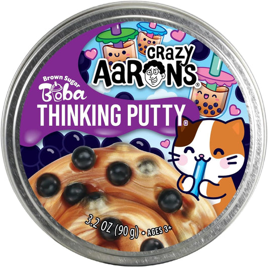 Crazy Aaron's Thinking Putty® - Brown Sugar Boba - Sensory Putty for Kids and Grown ups in a 4" Tin - Creative and Endless Fun, Stress Relief Therapy Toys, Never Dries Out - Made in USA