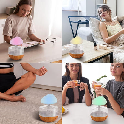 Weljoy Zen Raining Cloud Night Light Aromatherapy Essential Oil Diffuser Micro Humidifier Desk Fountain Bedside Sleeping Relaxing Mood Water Drop Sound (White) (White)