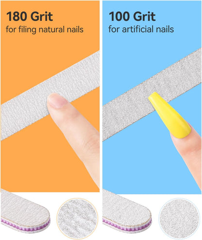 MORGLES Nail File and Buffer Blocks with Nail Care Kit, 13 Pcs Manicure Kit for Women with Milk and Honey Cuticle Oil and Cuticle Trimmer Set