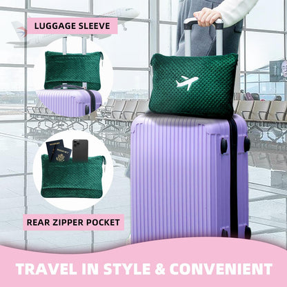 3 in 1 Travel Blanket Pillow Set - 350 GSM Thick Travel Blanket Airplane Compact with Bag, Soft Bag with a Pocket, Inflatable Travel Pillow for Camping & Car Trip(Mint Green)