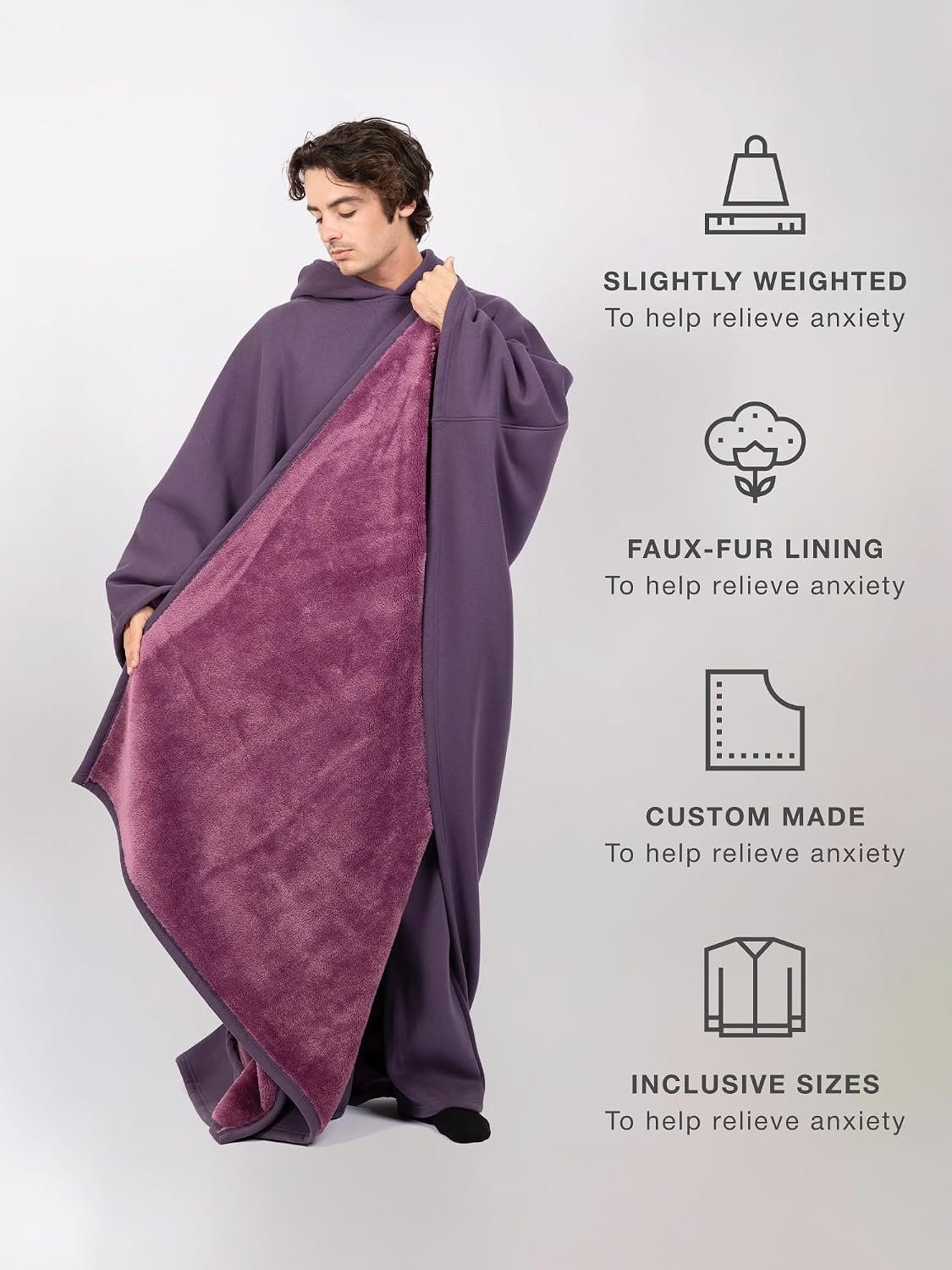 FREE THE SHEEP Eden Hoodie – Oversized Weighted Hoodie Cloak with Ultra-Soft Faux Fur Liner