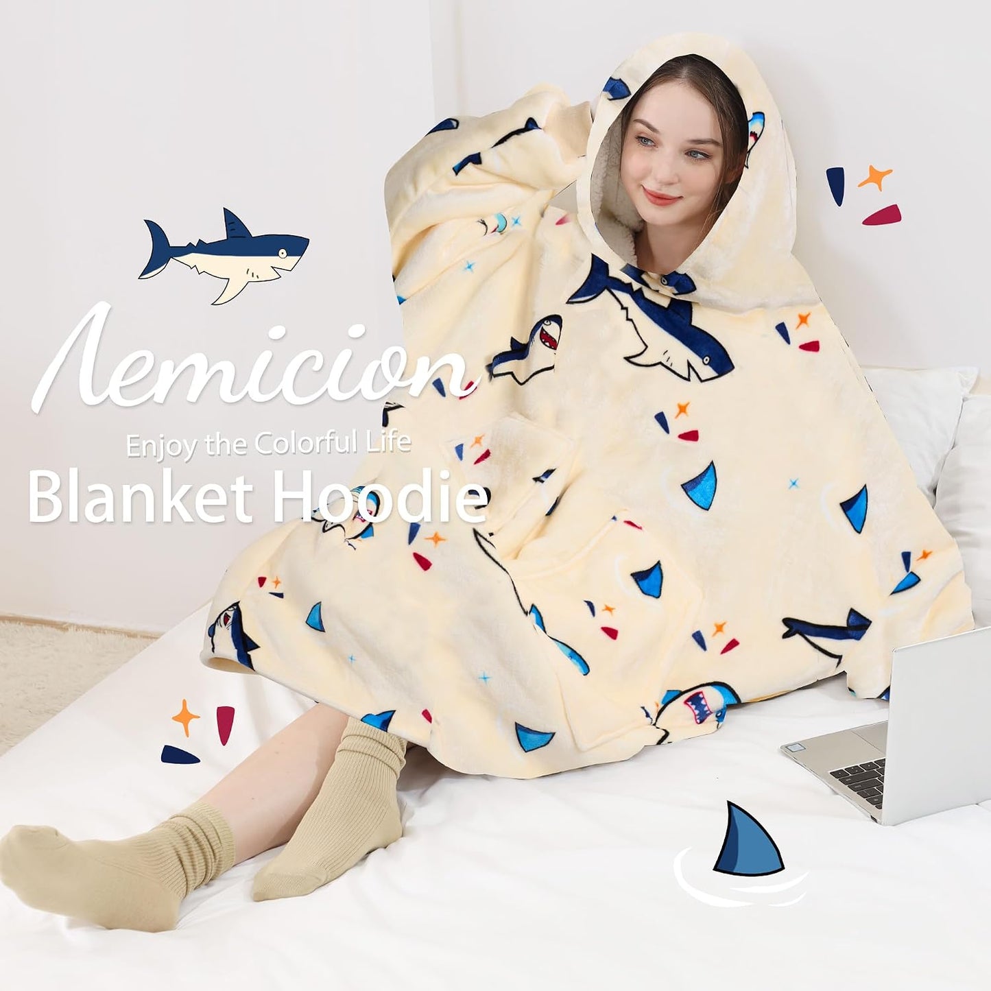 Aemicion Strawberry Blanket Hoodie,Oversized Sherpa Wearable Hooded Blanket,Warm Cozy Sweatshirt Gifts for Women Girls Adult