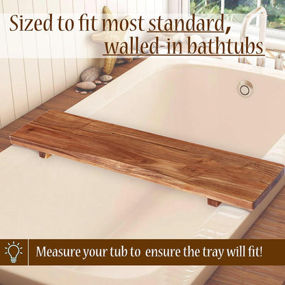 1.2IN Thickened Board Acacia Wood Bathtub Tray Caddy for Freestanding Tub
