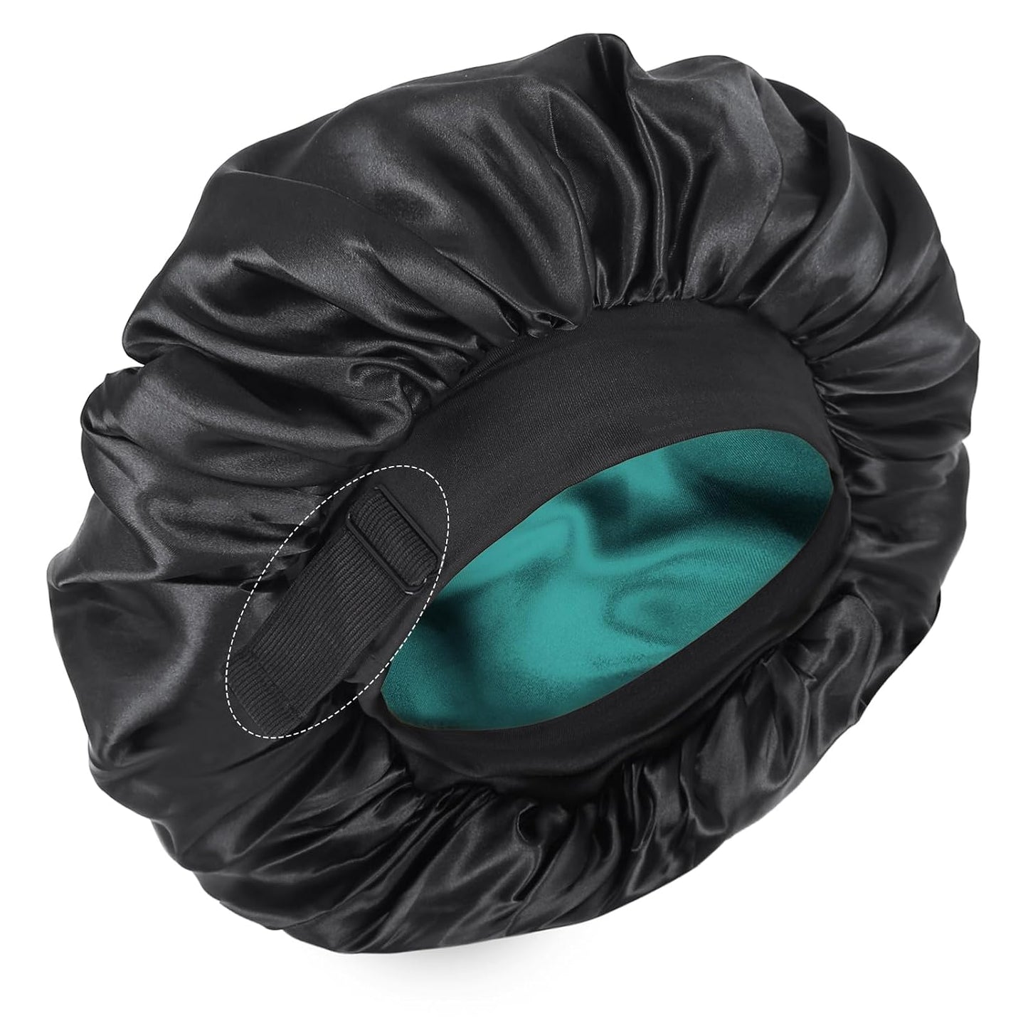 Silk Bonnet for Sleeping Double Layer Satin Bonnet Adjustable Bonnets for Black Women Sleep Cap Reversible Hair Bonnet for Curly Hair (Black and Purple)