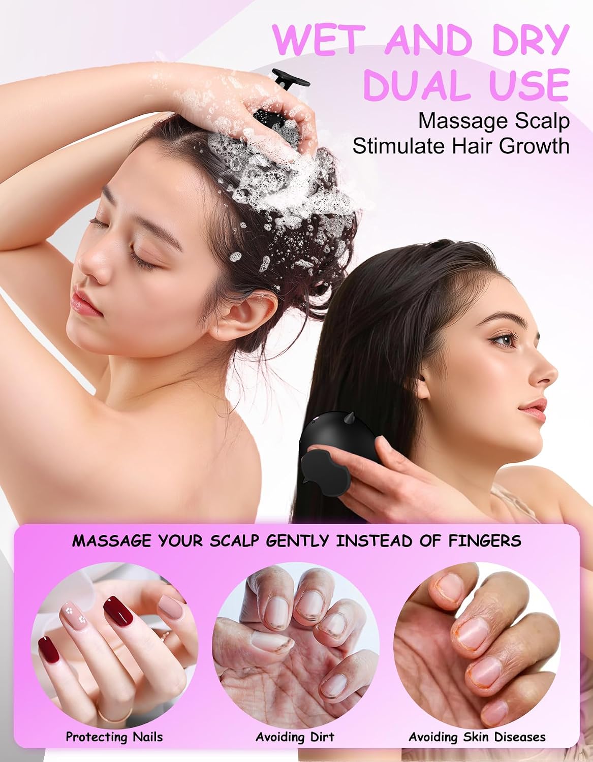 Scalp Massager Hair Growth, Silicone Scalp Scrubber Shower Shampoo Brush | One-Piece Silicone Scalp Exfoliator, Wet & Dry Hair Care, No Seams to Trap Water or Grime, Flakes and Buildup