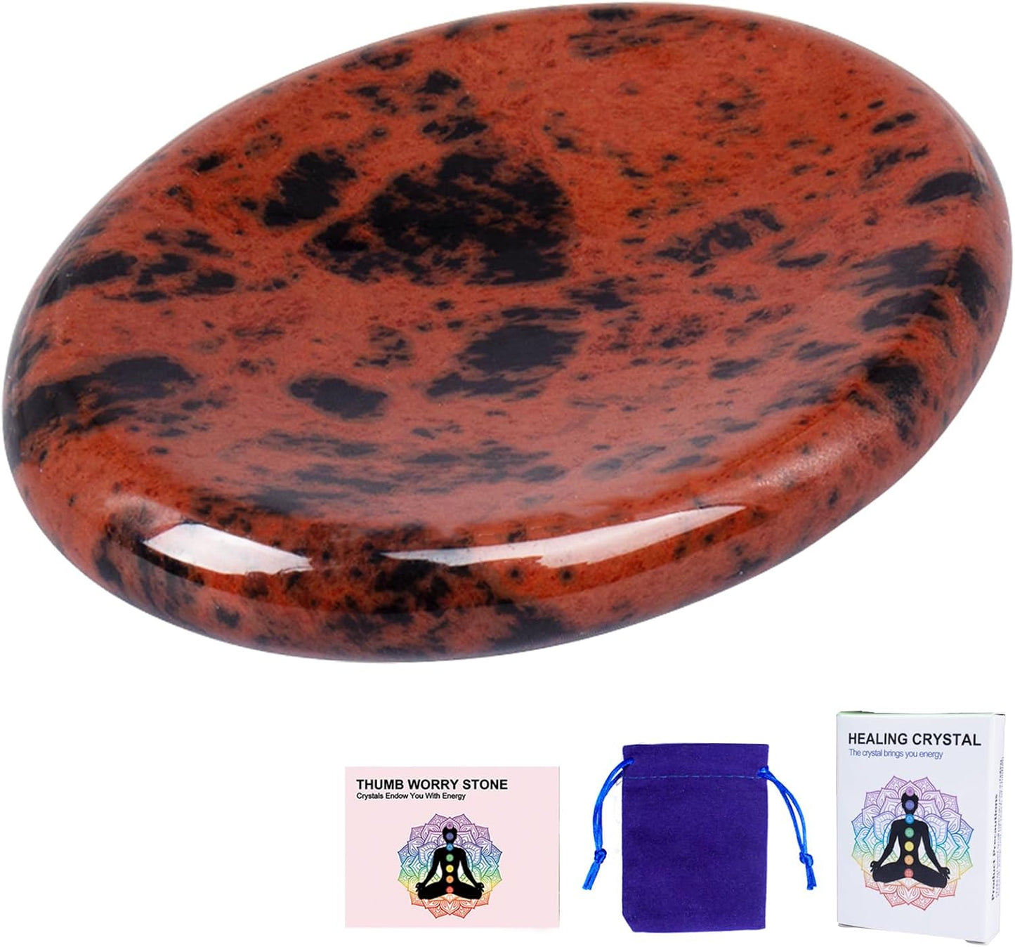 Rose Quartz Crystal Worry Stone for Anxiety Stress Relief, 1.8 Inch Thumb Fidget Stone for Meditation Reiki Healing, Mother's Day Gifts for Women, Hand Carved Pocket Palm Stone