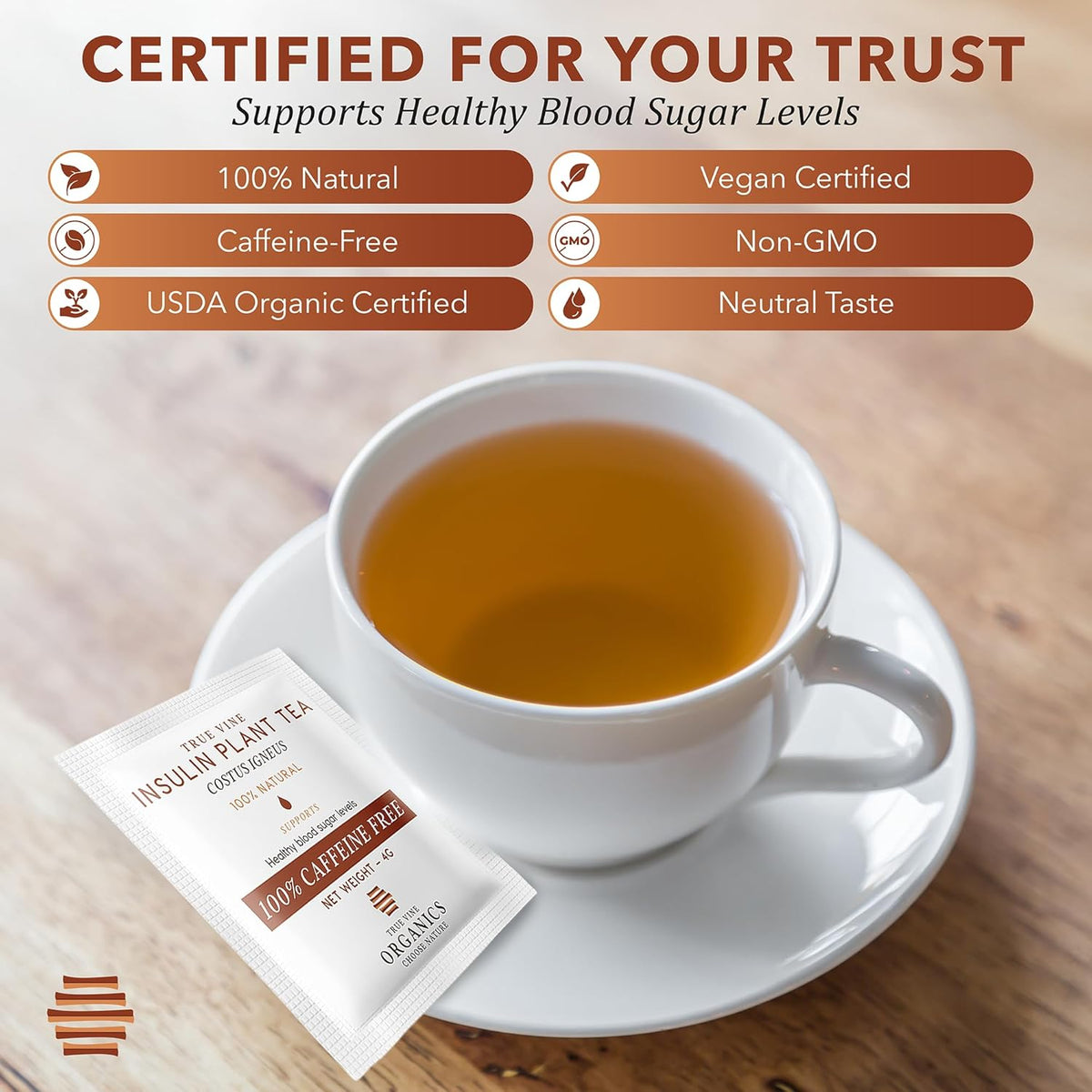 Insulin Plant Tea — USDA Organic Herbal Tea Bags (31 Sachets, 4g Each)