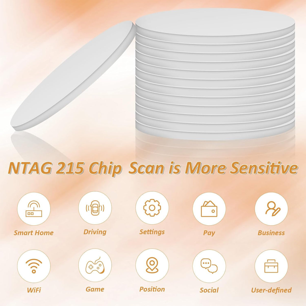 25mm Round NFC Tags NTAG215 NFC Coin Tags with Adhesive Back