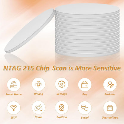25mm Round NFC Tags NTAG215 NFC Coin Tags with Adhesive Back