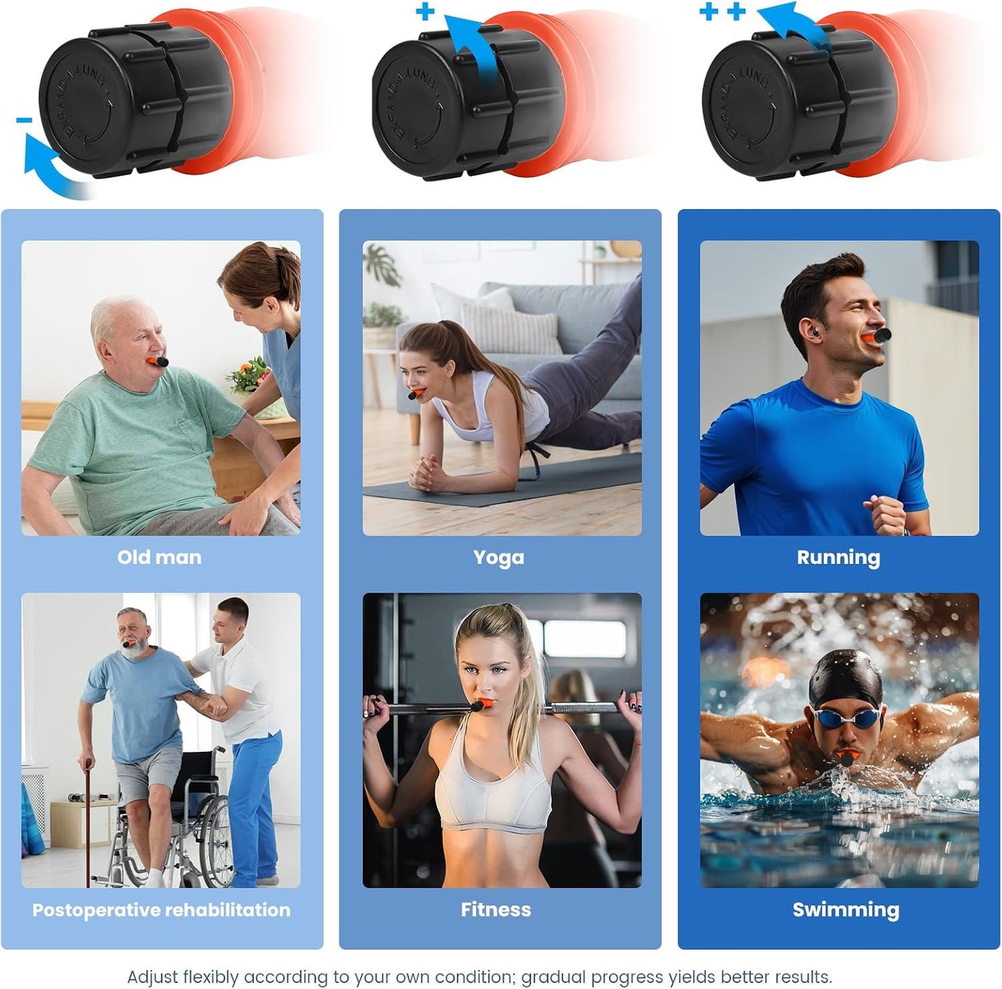 Inhale Intake Breathing Trainer | Lung Trainer for Respiratory Strength – Adjustable Resistance Breathing Trainer with High-Grade Silicone Raven Black+Tomato