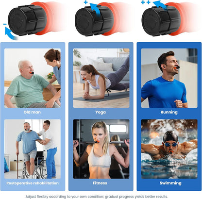 Inhale Intake Breathing Trainer | Lung Trainer for Respiratory Strength – Adjustable Resistance Breathing Trainer with High-Grade Silicone Raven Black+Tomato