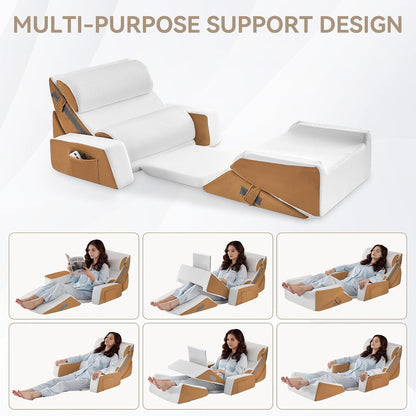 Yojoker 4PCS Orthopedic Bed Wedge Pillow Set for Sleeping, Post Surgery Foam Pillow for Body, Back and Leg Pain Relief, Triangle Adjustable Support Pillow - Acid Reflux, Anti Snoring & GERD Sleeping