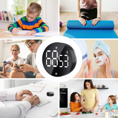 BlueSnail Kitchen Timer with LED Digital Display Smart Efficana for Home Classroom Gym Office, Volume and Brightness Adjustable Productivity Timer (Guncolor)