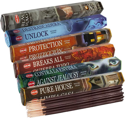 Hem Incense Sticks Variety Pack #23-120 Insence-Sticks (6 Incents x 20 Insense) + Incense Stick Holder with 6 Most Liked Scents Including Patchouli Dragons Blood White Sage Frankincense-Myrrh