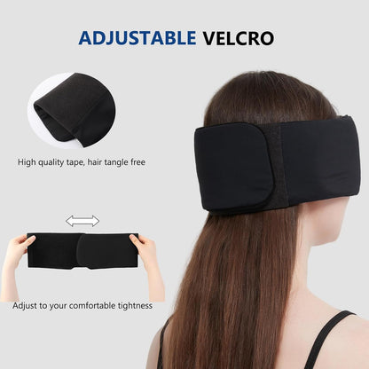 ALASKA BEAR Sleep Mask for Side Sleepers Patented Design, Cup-Shaped and Extra-Soft, 100 Blackout Eye Mask Shades Cover for Men and Women Home or Travel, Machine Washable, Black