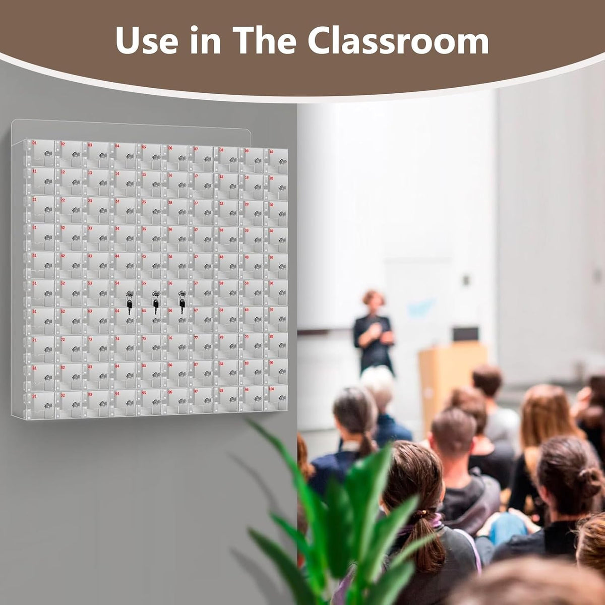Acrylic Phone Charging Station with 40 Slots,Lockable Wall-Mounted for Employees,Office,School,Factory,Gym-Secure Mobile Device Storage Solution,