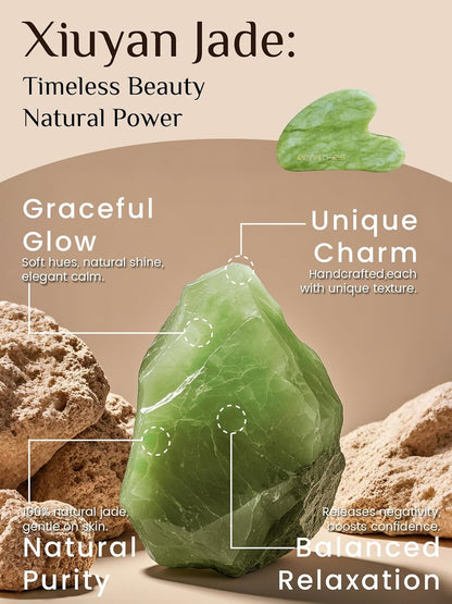 Rena Chris Gua Sha Facial Tools: Jade Stone Guasha Tool for Face Acupuncture Therapy, Facial Massager for Jawline Sculpting and Puffiness Reducing (Green)