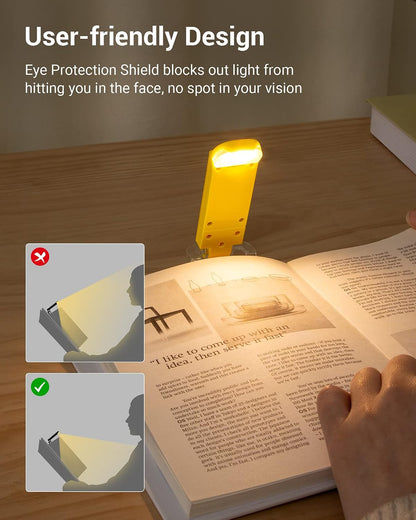 DEWENWILS USB Rechargeable Book Light for Reading in Bed, LED Book Reading Lights with Clip, Perfect for Bookworms, Kids, Warm White, Brightness Adjustable (Blue)